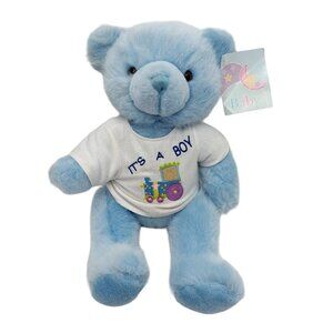 Flowers Inc Balloons Blue Teddy Bear Plush Stuffed Animal "It's a Boy" shirt 11"